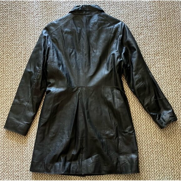 Women’s R & O Leather 3/4 Length Button Front Jacket Size Small - Picture 2 of 3